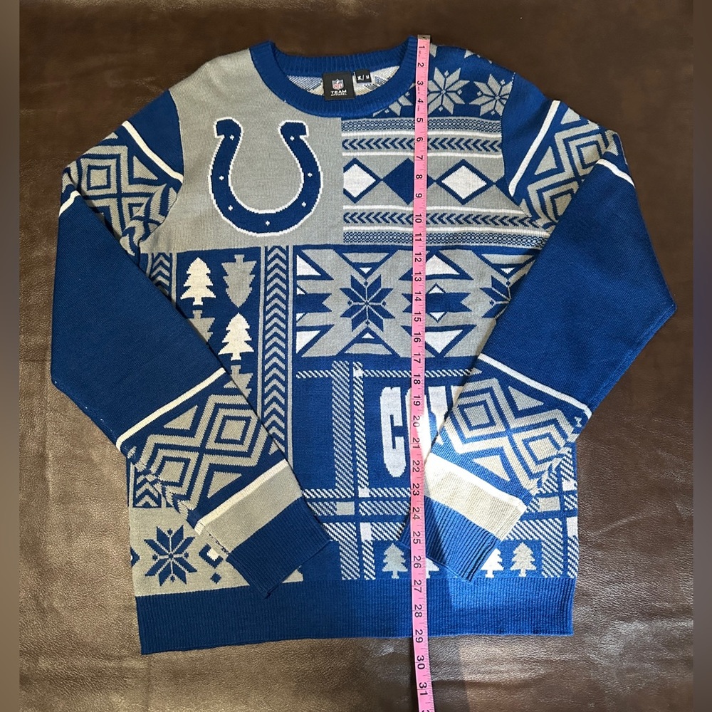 Klew NFL Men's Indianapolis Colts Patches Ugly Sweater. Size M - Picture 5 of 7